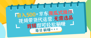 日入500+京东傻瓜式操作,视频带货代运营,无需选品剪辑即可轻松躺赚-云慧网创