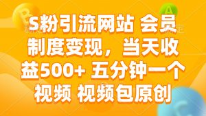 S粉引流网站 会员制度变现,当天收益500+ 五分钟一个视频 视频包原创-云慧网创