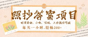 照抄答案,一个问题薅多遍,就有收益,每天一小时,轻松200+-云慧网创