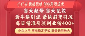 小红书 巧用跳板思维 每日暴力引流400+精准创业粉 小白福音 效果拉满…-云慧网创