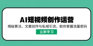 AI短视频创作运营,揭秘算法、文案创作与私域引流,助你掌握流量密码-云慧网创