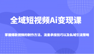 全域短视频Ai变现课,掌握爆款视频的制作方法、流量承接技巧以及私域引流策略-云慧网创