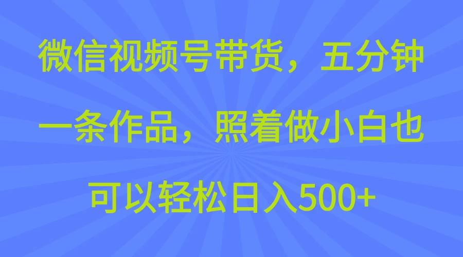 微信视频号带货，五分钟一条作品，照着做小白也可以轻松日入500+-云慧网创