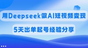 佣金45%,用Deepseek做AI短视频变现,5天出单起号经验分享-云慧网创