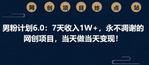 男粉计划6.0:7天收入1W+,永不凋谢的网创项目,当天做当天变现!-云慧网创