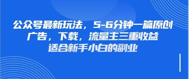 公众号最新玩法，广告，下载，流量主三重收益，非常适合新手小白的项目-云慧网创