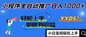 2025年最新风口,小程序自动推广,,稳定日入1000+,小白轻松上手-云慧网创
