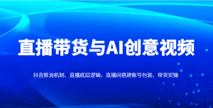 直播带货与AI创意视频,抖音推流机制、直播底层逻辑,直播间搭建账号包装、带货实操-云慧网创