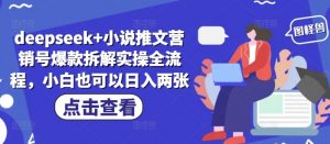 deepseek+小说推文营销号爆款拆解实操全流程,小白也可以日入两张-云慧网创