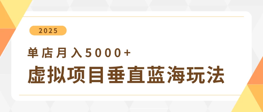 4月虚拟项目垂直玩法，冷门爆品+垂直蓝海，单店月入5000+-云慧网创