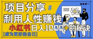 小红书日入1k+?揭秘人性洞察力,小白3分钟上手,点赞爆棚!-云慧网创