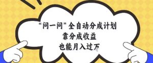 问一问全自动分成计划,靠分成收益也能月入过1W【揭秘】-云慧网创