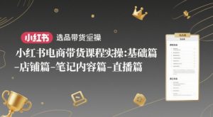 小红书电商带货课程实操:基础篇-选品篇-店铺篇-笔记内容篇-直播篇-云慧网创