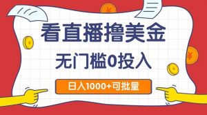 看直播撸美金2.0,无门槛0投入,单日可达1000+,可批量复制-云慧网创