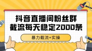 抖音直播间粉丝群暴力截流,一台电脑每天稳定2000条数据【揭秘】-云慧网创
