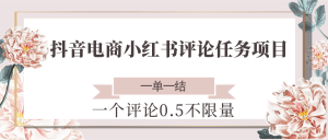 抖音电商小红书评论任务项目,一个评论0.5,一单一结 不限量-云慧网创