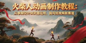 火柴人动画制作教程:从拳脚设计到武器运用,国风短视频新赛道-云慧网创