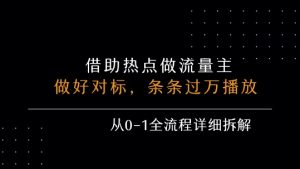 借力热点,乘顺风车玩流量主,条条过万播放, 每月收益5k+,从0-1全流程详细拆解-云慧网创