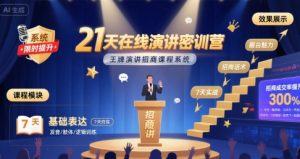 21天在线演讲密训营,王牌演讲招商课程系统-云慧网创