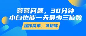 答答问题,30分钟,小白也能一天最少也有三位数,操作简单-云慧网创