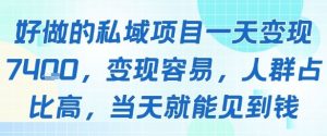 好做的私域项目一天变现1k+,变现容易,人群占比高,当天就能见到钱-云慧网创