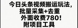 今日头条视频搬运玩法,软件一键去重,轻松日入500+附项目工具-云慧网创