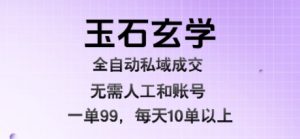 玉石玄学全自动私域成交,一单99每天十单以上,无需人工和矩阵账号,蓝海项目直接干【揭秘】-云慧网创