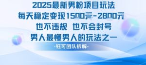 2025最新男粉项目玩法每天变现1k+也不违规也不会封号男人最懂男人的玩法-云慧网创
