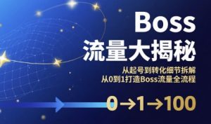 Boss流量大揭秘,从起号到转化细节拆解,从0到1打造Boss流量全流程-云慧网创