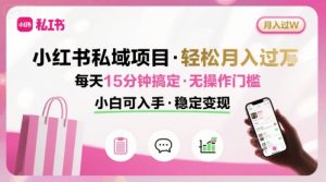 小红书私域项目 月入过W非常轻松 每天15分钟即可搞定,无任何操作门槛,小白可入手-云慧网创