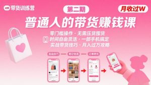 小红书带货第二期训练营,普通人月收过W的带货课,时间自由,零门槛无压货,一部手机即可操作-云慧网创