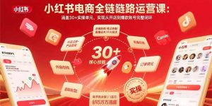 小红书电商全链路运营课:涵盖30+实操单元,实现从开店到爆款账号完整闭环-云慧网创