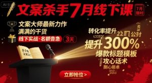 文案杀手7月线下课,文案大师最新力作,满满的干货-云慧网创