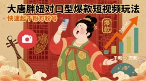 大唐胖妞对口型爆款短视频玩法,快速起千粉万粉号-云慧网创