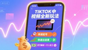 Tiktok中视频全新玩法,快速起号,快速出结果,百万播放一千八百刀-云慧网创
