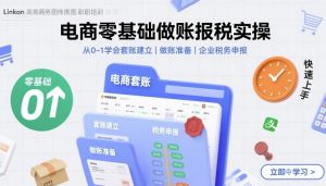 电商零基础做账报税实操快速上手,从0-1学会套账建立,做账准备,企业税务申报-云慧网创