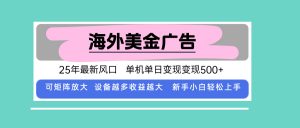 最新海外广告美金,全自动挂机,单机单日500+,可矩阵放大,新手小白轻…-云慧网创