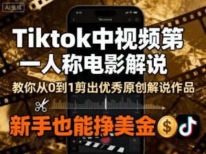 Tiktok中视频第一人称电影解说,教你从0到1剪出一个优秀的原创解说作品,新手也能挣美金-云慧网创