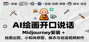 AI绘画开口说话,Midjourney安装 + 绘图出图,小和尚修图、换衣与说话视频制作-云慧网创