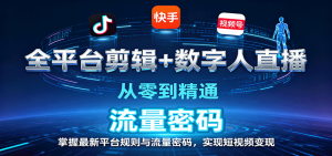 全平台剪辑+数字人直播,从零到精通,掌握最新平台规则与流量密码,实现短视频变现-云慧网创