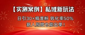 【实测案例】私域新玩法,日引30+精准粉,转化率50%,新人照做也能出单!-云慧网创