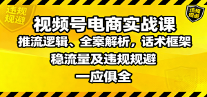 视频号电商实战课：推流逻辑、全案解析，话术框架，稳流量及违规规避等-云慧网创