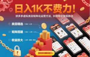 日入1K不费力!拼多多虚拟类目矩阵化运营方法,长效稳定变现路径-云慧网创