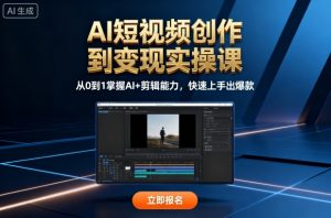 AI短视频创作到变现实操课,从0到1掌握AI+剪辑能力,快速上手出爆款(更新10月)-云慧网创