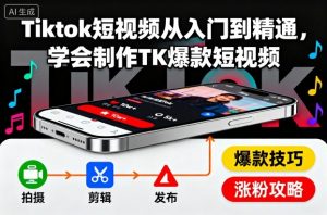 Tiktok短视频从入门到精通,学会制作TK爆款短视频-云慧网创