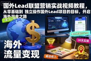 国外Lead联盟营销实战视频教程,从零基础到独立操作国外Lead项目的目标,开启海外淘金之路-云慧网创