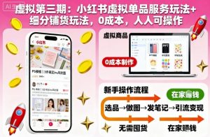 虚拟第三期:小红书虚拟单品服务玩法+细分铺货玩法,0成本,人人可操作-云慧网创