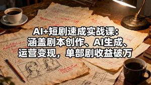 AI+短剧速成实战课:涵盖剧本创作、AI生成、运营变现,单部剧收益破万-云慧网创