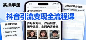 抖音引流变现全流程课:养号找对标,作品制作,账号设置,全网内容分发-云慧网创
