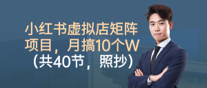小红书虚拟店矩阵项目,月搞10W(共40节,照抄照做)-云慧网创